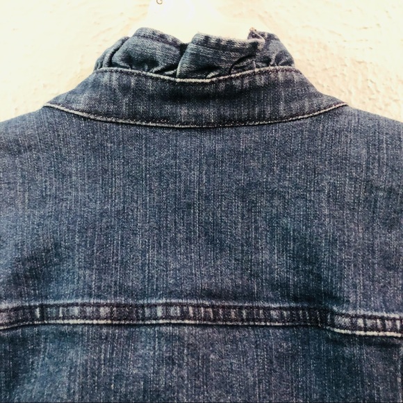 Talbots Blue Jean Jacket with Ruffle Hem - Picture 7 of 10